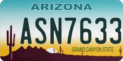 AZ license plate ASN7633