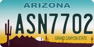 AZ license plate ASN7702
