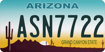 AZ license plate ASN7722