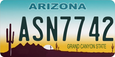 AZ license plate ASN7742