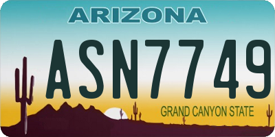 AZ license plate ASN7749
