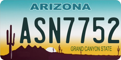 AZ license plate ASN7752