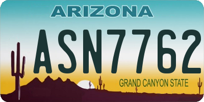 AZ license plate ASN7762