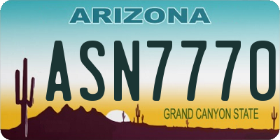 AZ license plate ASN7770