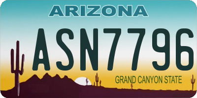 AZ license plate ASN7796