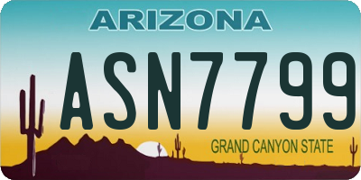 AZ license plate ASN7799
