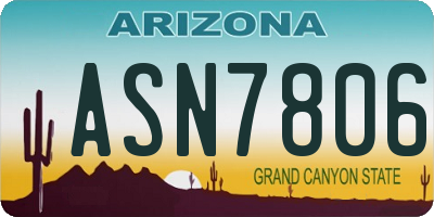 AZ license plate ASN7806