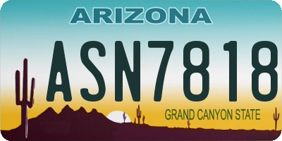 AZ license plate ASN7818