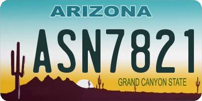 AZ license plate ASN7821
