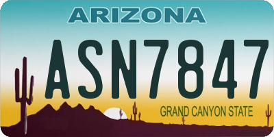 AZ license plate ASN7847