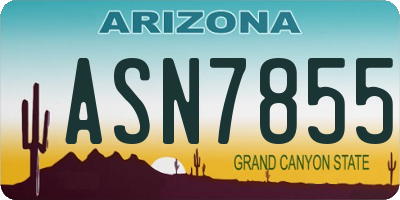 AZ license plate ASN7855