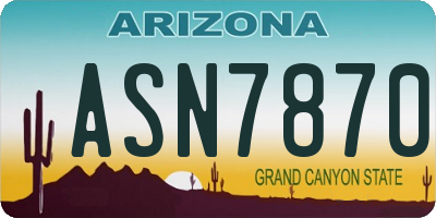 AZ license plate ASN7870