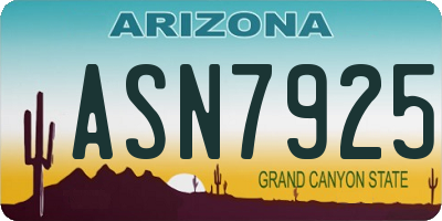 AZ license plate ASN7925
