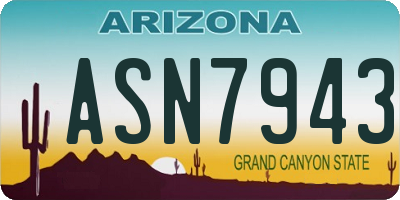 AZ license plate ASN7943