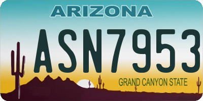 AZ license plate ASN7953