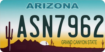 AZ license plate ASN7962