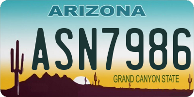 AZ license plate ASN7986
