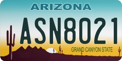 AZ license plate ASN8021