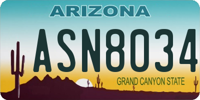 AZ license plate ASN8034