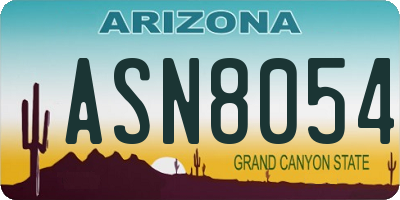 AZ license plate ASN8054