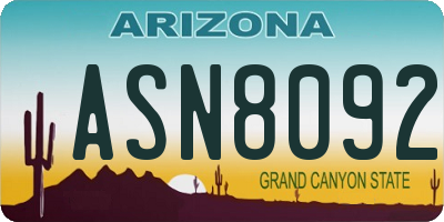 AZ license plate ASN8092