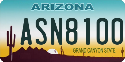 AZ license plate ASN8100