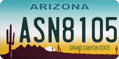 AZ license plate ASN8105