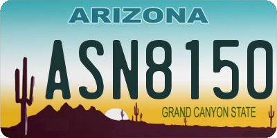 AZ license plate ASN8150