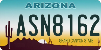 AZ license plate ASN8162