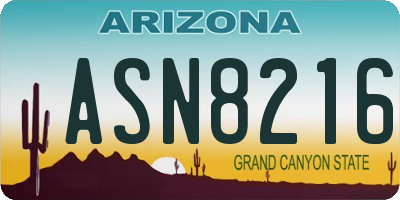AZ license plate ASN8216