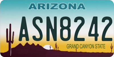 AZ license plate ASN8242