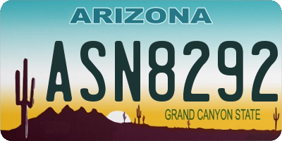 AZ license plate ASN8292