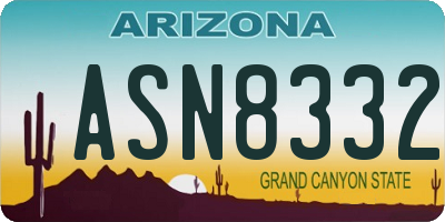 AZ license plate ASN8332