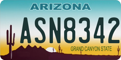 AZ license plate ASN8342