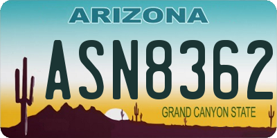 AZ license plate ASN8362