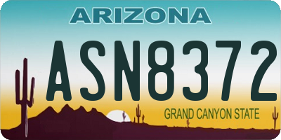 AZ license plate ASN8372
