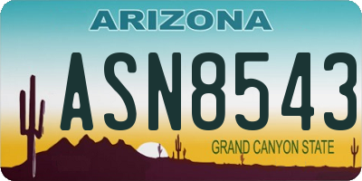 AZ license plate ASN8543