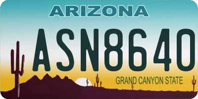 AZ license plate ASN8640