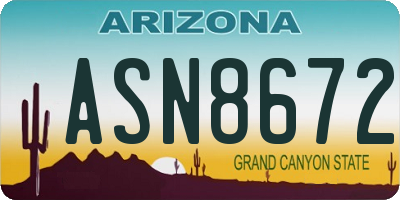 AZ license plate ASN8672
