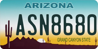 AZ license plate ASN8680