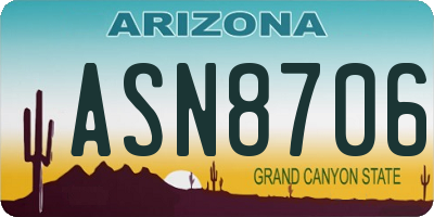 AZ license plate ASN8706