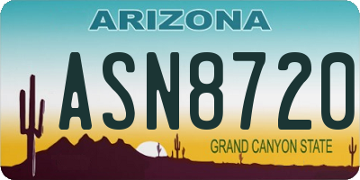 AZ license plate ASN8720