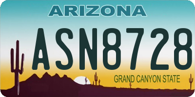 AZ license plate ASN8728