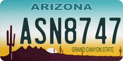 AZ license plate ASN8747