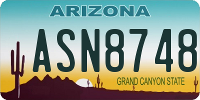 AZ license plate ASN8748