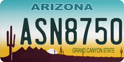 AZ license plate ASN8750