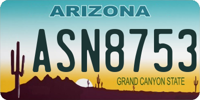 AZ license plate ASN8753