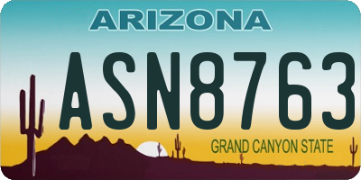 AZ license plate ASN8763