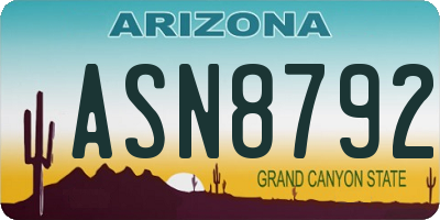 AZ license plate ASN8792