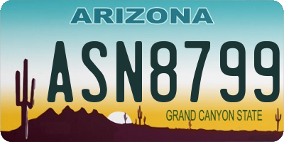 AZ license plate ASN8799